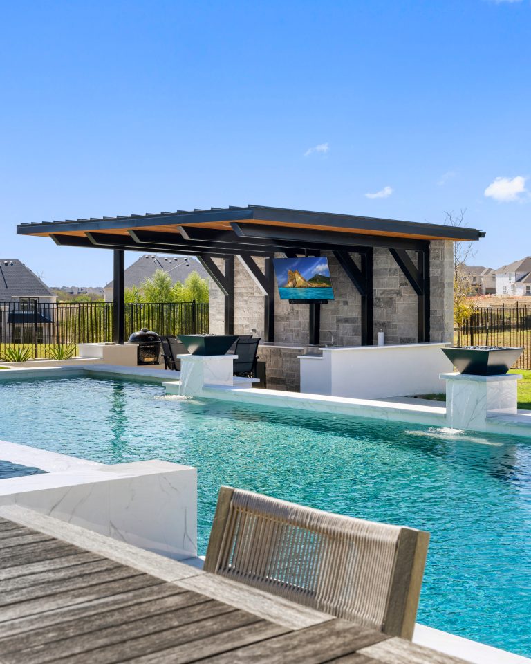 Cantilevered shade system by Cabana Theory — modern aluminum outdoor cover