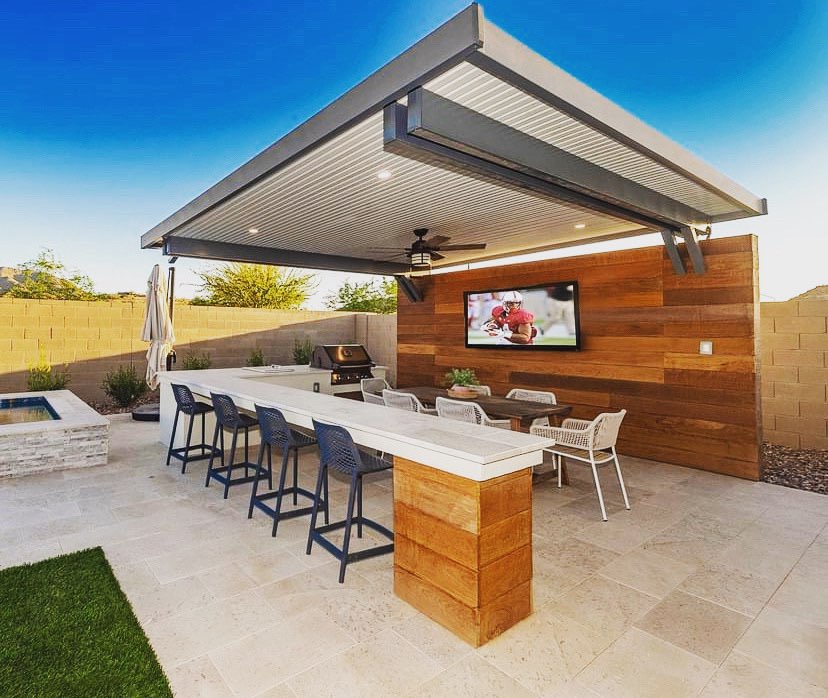 Contemporary patio cover installation in Yukon OK — Cabana Theory