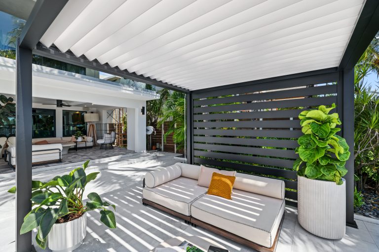 Custom cabana structure by Cabana Theory — poolside luxury outdoor living