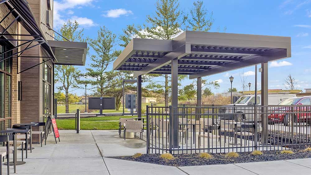Commercial outdoor dining pergola | Cabana Theory