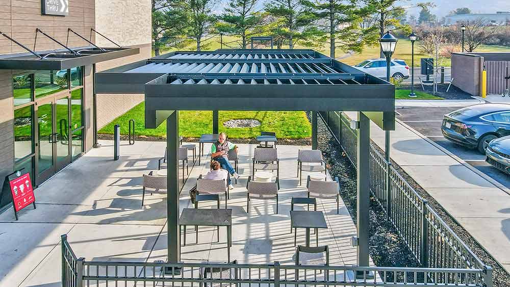 Commercial restaurant patio pergola | Cabana Theory